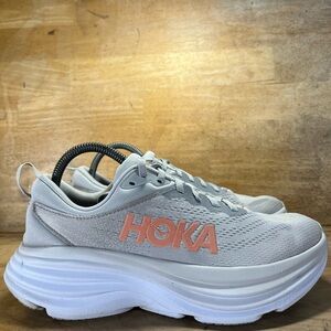 Hoka One One Bondi 8 REFLECTIVE Womens Size 8.5 Running Shoes Sneakers Gray